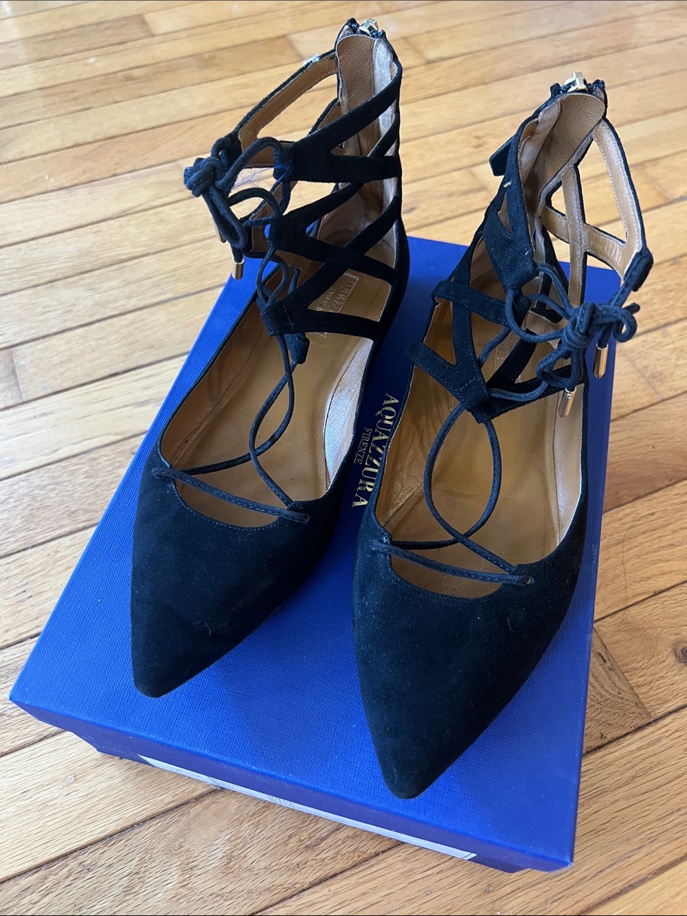 Aquazzura Suede Belgravia Flats, Size 38 - Picture 3 of 15